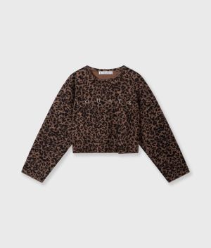 CROPPED SWEATER LEOPARD DARK FUDGE
