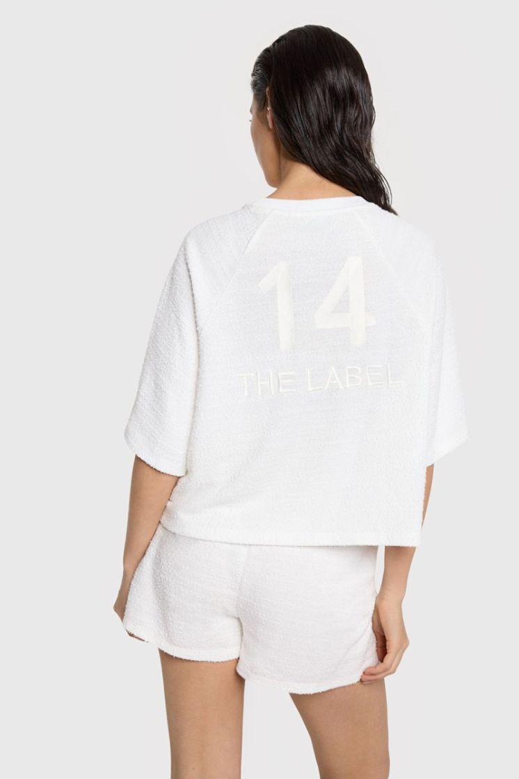 KNITTED BOUCLE T-SHIRT CREAM