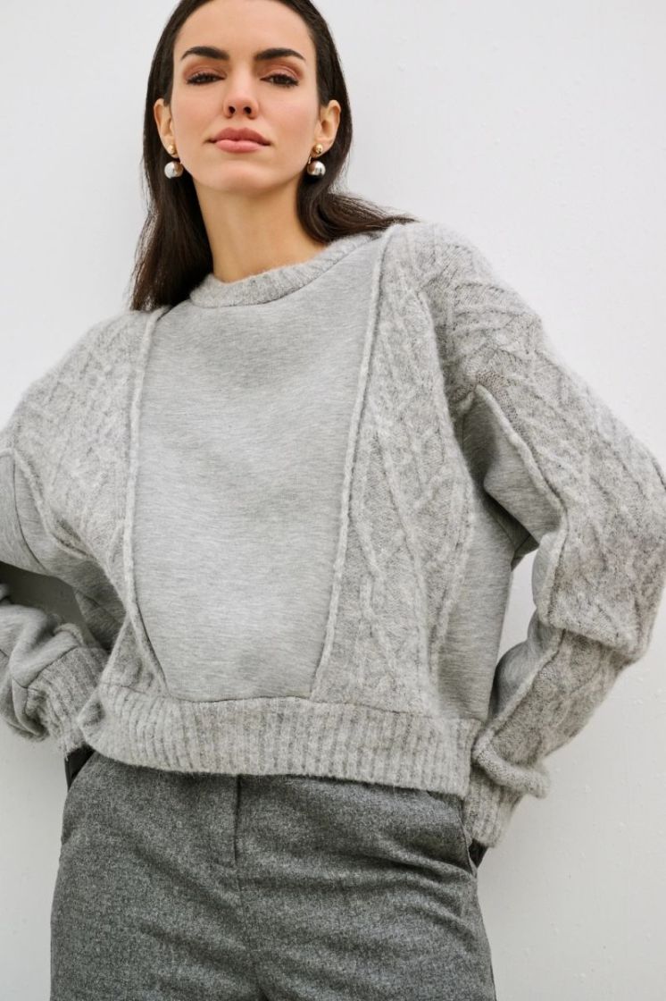 FERGUS PULLOVER ROUND GREY GREY MELANGE
