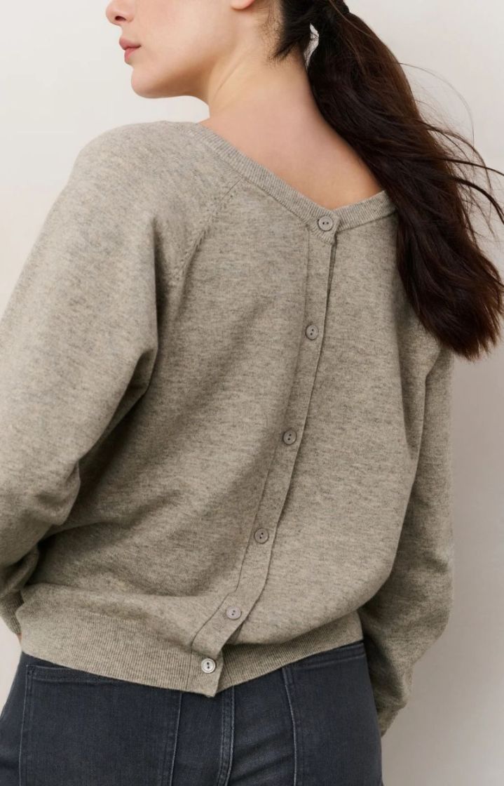 Pull avec double col V BROWNISH GREY