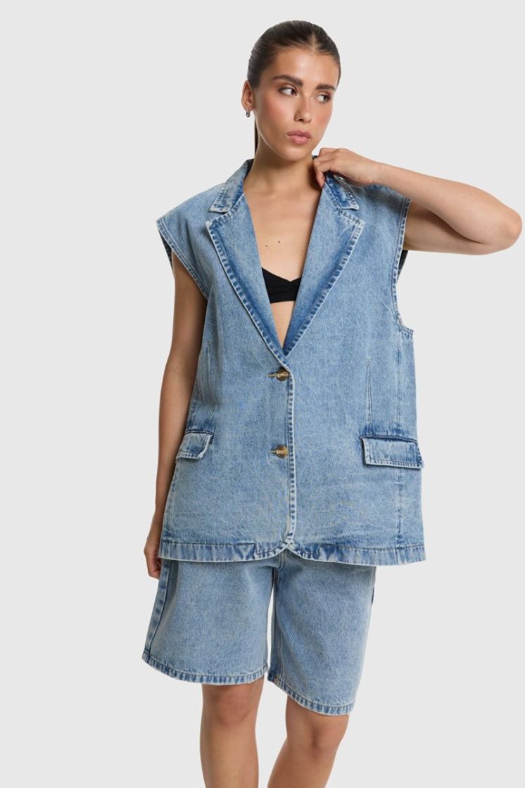 Veste en Jeans sans manches LIGHT BLUE